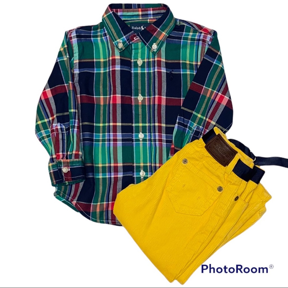 Ralph Lauren Baby 2 Piece Polo & Corduroy Pant Set